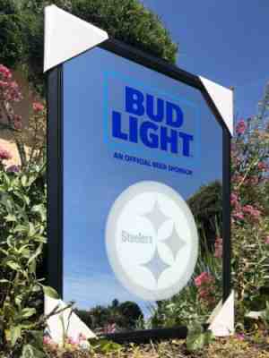 Bud Light NFL Pittsburgh Steelers Football Beer Bar Mirror Man Cave Pub New