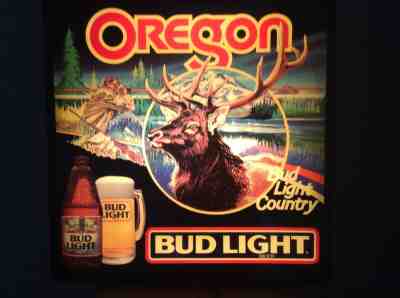 Oregon Elk Bud Light lighted Beer Sign