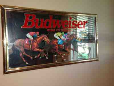 Very Rare 1992 Budweiser Beer Horse Racing Mirror Vintage - Short Production!!