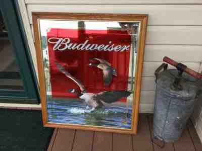 Large BUDWEISER BEER GEESE WILDLIFE MIRROR LARGE BUD 34” X 28