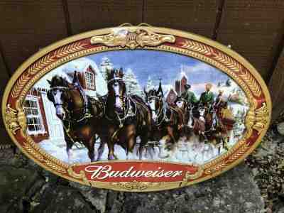 Budweiser Clydesdale Oval Wall Bar Sign | Manufactured 2000