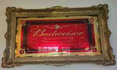 LARGE LIMITED EDITION BUDWEISER PREMIUM MILLENIUM BAR MIRROR 3' X 4'9