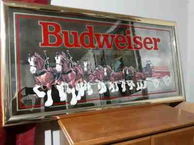 Rare Vintage 1991 50+ inch Budweiser Clydesdale Mirror - Anheuser-Busch Sign