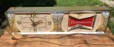 Vintage 1978 Budweiser Clock Light Hanging Sign King Of Beers Advertising