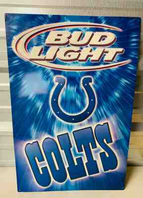 Budweiser Bud Light Indianapolis Colts Embossed Metal Sign Advertisement 28x18