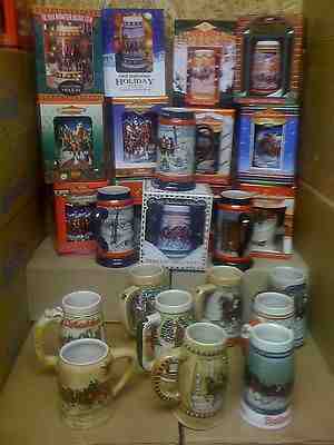 Budweiser bud Holiday Christmas Steins set 1980 - 2006  27 steins new in box lot