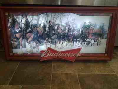 (VTG) Budweiser beer Anheuser-Busch Clydesdale horses led light up back bar Sign