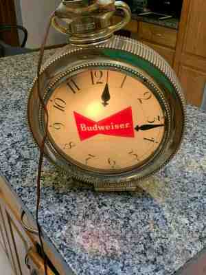 1958 Vintage Budweiser Lighted Bar Clock Pocket Watch Style **READ DESCRIPTION**