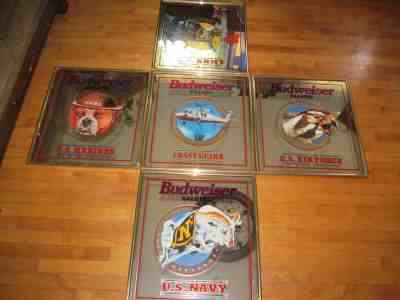 Budweiser Salutes the Military 1994 Complete Set of 5 Beer Mirrors 