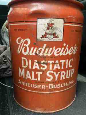 Very Rare 1920 Prohibition Budweiser Diastatic Malt Syrup Barrel With Handle