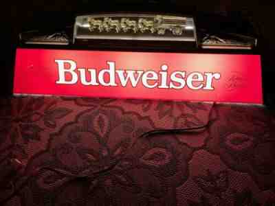 Vintage Budweiser Red Hanging Pool Table Light with Clydesdale Horses Working 