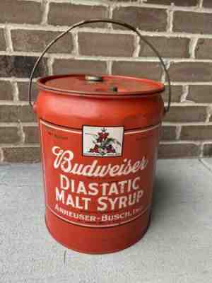 Vintage Large Metal Budweiser Malt Beer Bucket Sign Anheuser Busch Can ORIGINAL