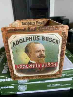 ADOLPHUS BUSCH CIGAR BOX Anheuser Busch Budweiser Beer Brewery St Louis MO c1890