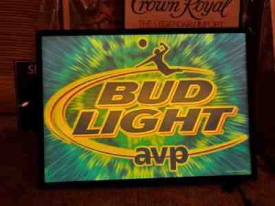 Very rare bud light neon bar lighted sign avp volleyball 2003 mancave Perfect