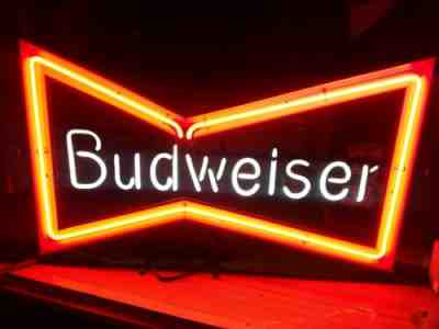 vintage budweiser bowtie beer neon sign 1991