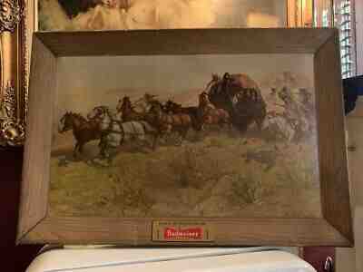 1950's Budweiser Cardboard Self-Framed Stagecoach Sign   