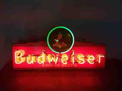 (VTG) budweiser beer neon light up sign eagle 30