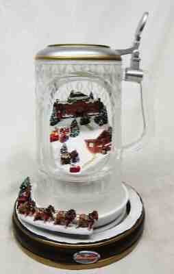 2011 Bradford BUDWEISER CLYDESDALE HOLIDAY CHEERS Crystal Stein  Musical  w COA