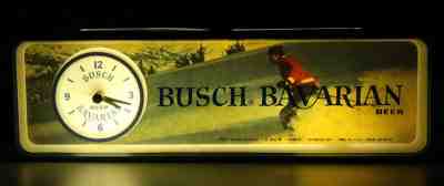 BUSCH BAVARIAN 1963 SKI LIGHTED CLOCK ANHEUSER ST. LOUIS, MISSOURI MO BUD SKIING