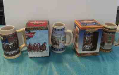 5 Budweiser Steins 2003 Cs 560, 1995, 1997 cs 313, 1999 & 2009