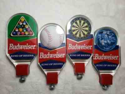 4 Acrylic Budweiser Beer Tap Handle Billiads Baseball Dart Boards Bowling nice!