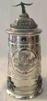 Budweiser Numbered Limited Edition 125th Anniversary Lidded Pewter Stein COA