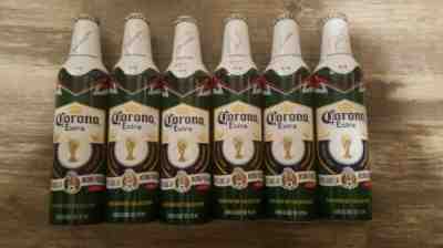 1 CORONA EXTRA SET OF 6 MEXICO WORLD CUP ALUMINUM BEER BOTTLES CANS BY BUDWEISER