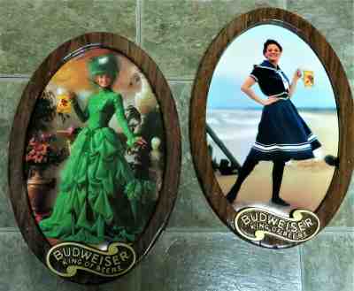 1974 Budweiser Beer BUD Plaques Framed Girl Pictures BRAND NEW w/ BOX BAR DECOR