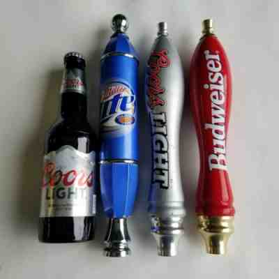 Lot of 4 Beer tap handles coors light, Coors light bottle Budweiser  Miller lite