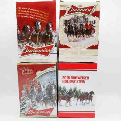 2013, 2014 2015 2016 Budweiser Bud Holiday Steins Clydesdale Christmas Busch AB