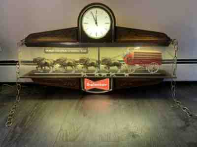 Vintage Budweiser Illuminated Bar Clock - World Champion Clydesdale Team