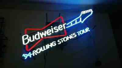 ROLLING STONES '94 tour neon guitar beer sign VOODOO LOUNGE Budweiser