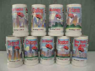 Anheuser-Busch Budweiser World Cup Soccer Steins 1994 Complete Set All 9 Cities