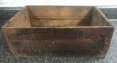 Antique Anheuser Busch s Malt-Nutrine Malt and Hops Wood Crate St Louis RARE