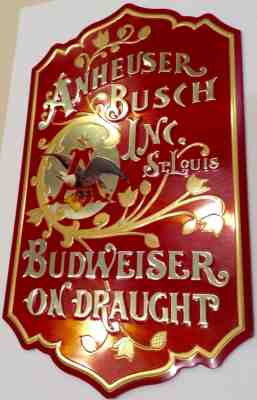 Vtg Excellent Budweiser on Draught Tin Sign Anheuser Busch Eagle 25