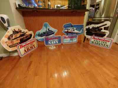 BUDWEISER SALUTES US NAVY MARINES COAST GUARD ARMY METAL BEER BAR WALL SIGNS LOT