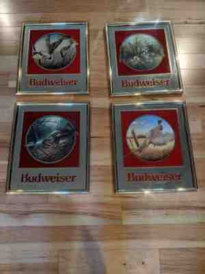 Budweiser Beer Wildlife Mirrors Signs Lot of 4 Ducks Fish Fishing Hunting 