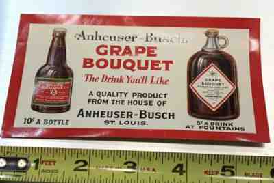 1920’s Budweiser Beer Grape bouquet Soda small ad - St. Louis Missouri