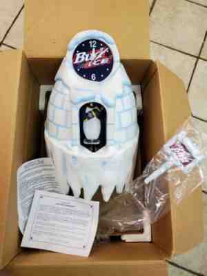 NEW VTG 1997 BUDWEISER BUD ICE BEER PENGUIN MOTION IGLOO COO-COO CLOCK BAR SIGN