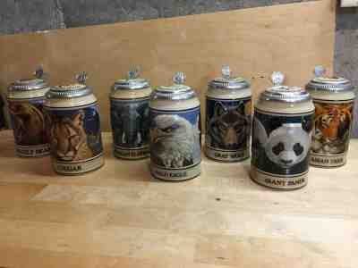 Set of 7 Budweiser Endangered Species beer steins