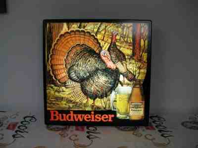 BEST VTG BUDWEISER BUD BEER TURKEY HUNT IN MOTION HUNTING BAR LIGHT PUB SIGN WOW