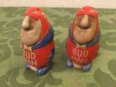 1970â??s Anheuser Busch Bud Man Salt and Pepper Shakers (Budweiser) 1975 Original