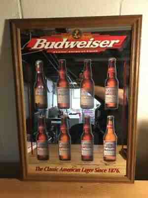 Rare Vintage '98 Budweiser Classic American Lager Beer Mirror 1876 Basketball