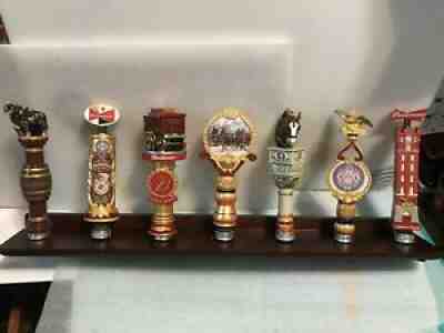 BUDWEISER LIMITED EDITION COLLECTION. 7 beer tap handles. STAND INCLUDED