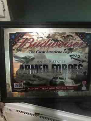 BUDWEISER SALUTES THE U.S. ARMED FORCES BAR MIRROR Man Cave Bar Military. BEA