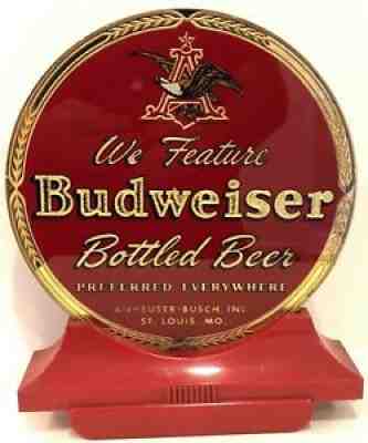 Vintage Budweiser Bottled Beer Round Glass Bar Sign ANHEUSER-BUSCH BUD