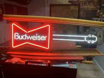 NOS! Collectible â?¢ RARE / VINTAGE Budweiser Bowtie-Guitar NEON LIGHT SIGN W Box!