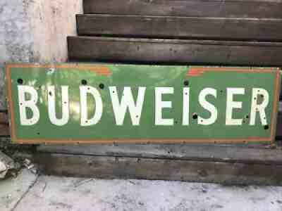 Large 5 Ft Long Old Budweiser Neon Porcelain Sign