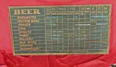 PRE- PROHIBITION MENU BOARD ~ ANTIQUE SIGN ~ OLD STYLE ~ BEER ~BUDWEISER