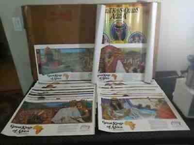 Budweiser 1984 Great Kings Queens of Africa 18 posters + 1991 poster w/ orig box